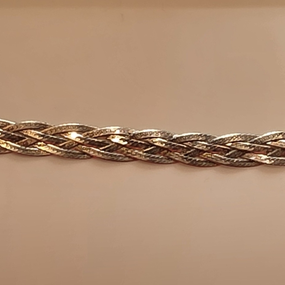 Beautiful 7" Sterling Silver Herringbone 4 Strand  Bracelet. Stamped 925 ITALY.